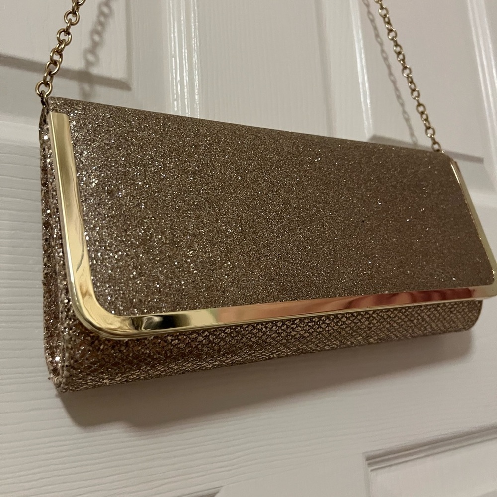 ALDO Elegant Gold Glitter Clutch Bag